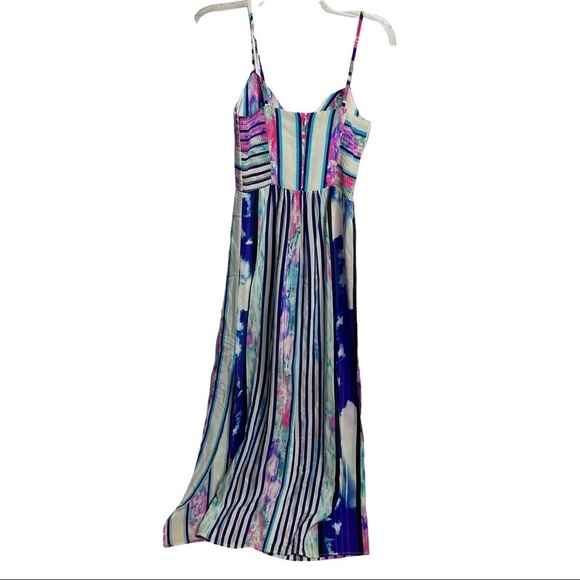 Amanda Uprichard Size Petite Cloud-Print Halter Maxi Dress Silk $310 - Picture 3 of 4